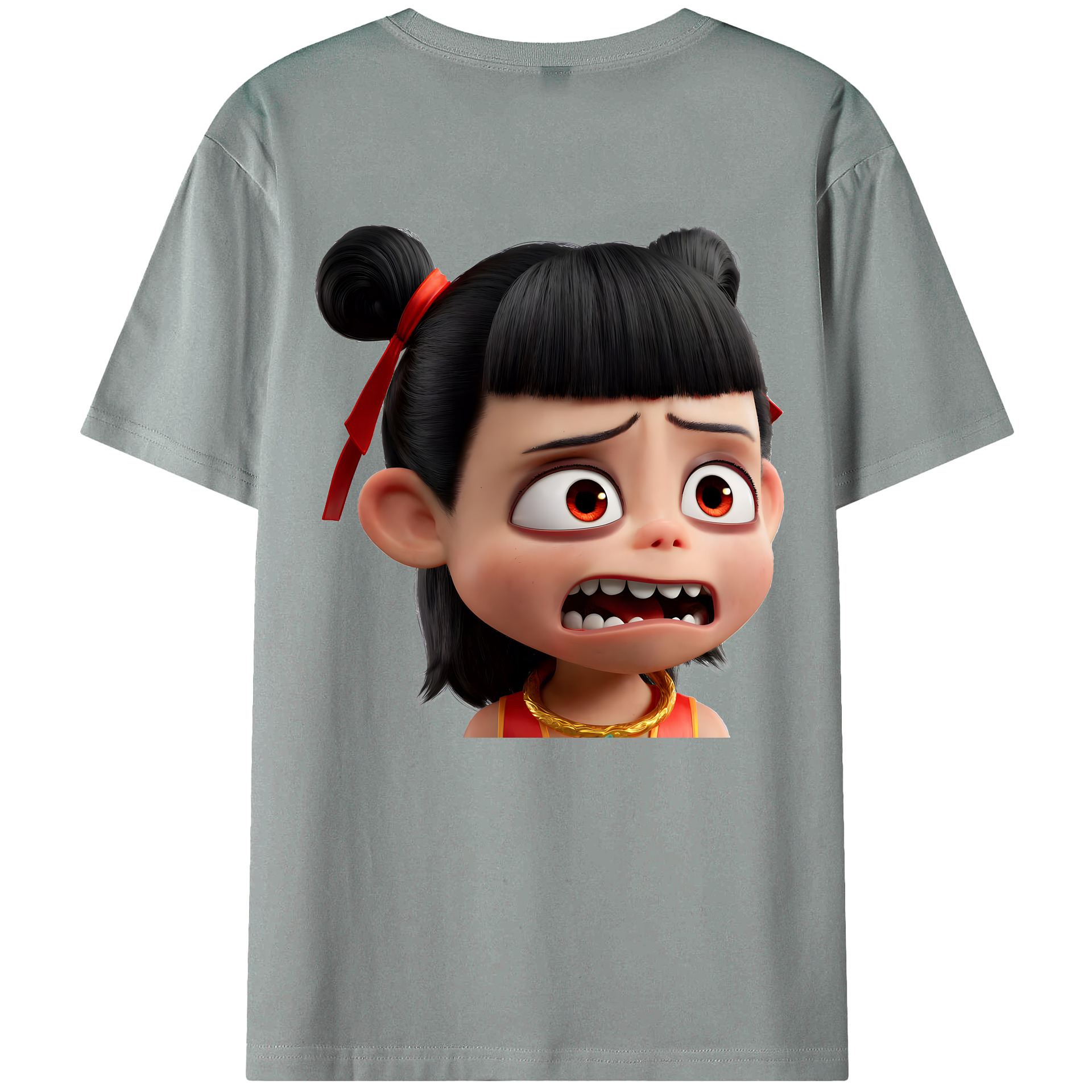 （画像用） Ne Zha 2 ナタ 魔童の大暴れ 綿100％ メンズ半袖Tシャツ（バックプリント） 通気性